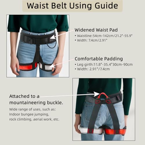 PRIORMAN Adult Bungee Fitness Harness Adjustable Safety Belt/Back Support Size Guide Heavy-Duty Workout Equipment-No Cord - Image 2