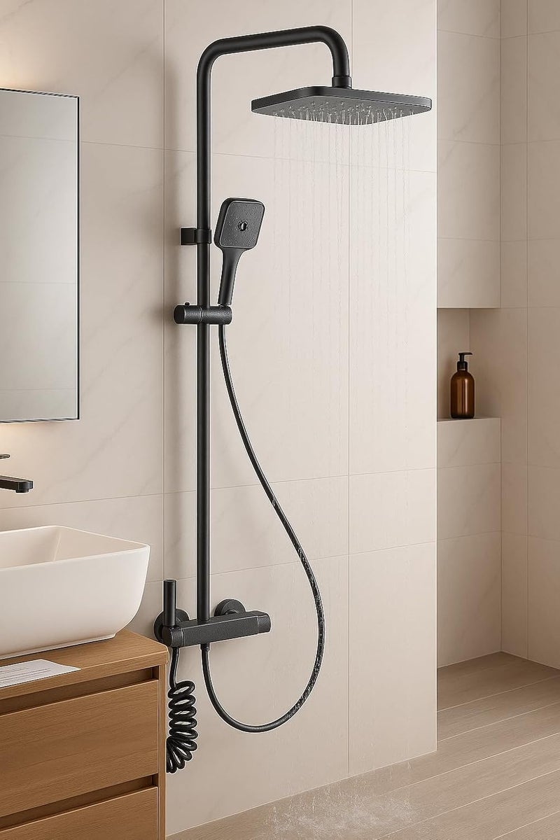 Premium Shower System with Overhead Rain Shower and 5-Function Hand Shower - Image 4