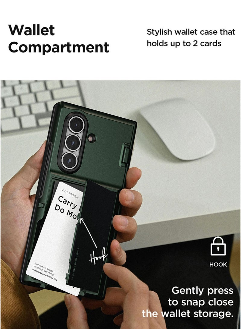 VRS Design غطاء محفظة تيرا غارد مودرن GO 360 لجهاز سامسونج جالاكسي Z فولد 7 (2025) مع [حامل بطاقتين] و[حماية مفصل] - أزرق داكن - Image 4