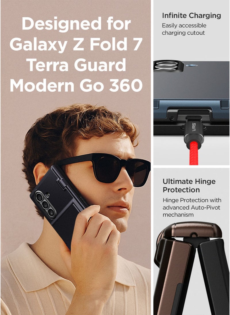 VRS Design غطاء محفظة تيرا غارد مودرن GO 360 لجهاز سامسونج جالاكسي Z فولد 7 (2025) مع [حامل بطاقتين] و[حماية مفصل] - أزرق داكن - Image 2