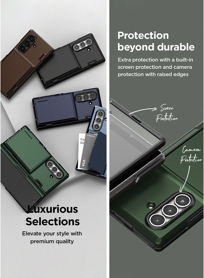 VRS Design غطاء محفظة تيرا غارد مودرن GO 360 لجهاز سامسونج جالاكسي Z فولد 7 (2025) مع [حامل بطاقتين] و[حماية مفصل] - أزرق داكن - Image 5