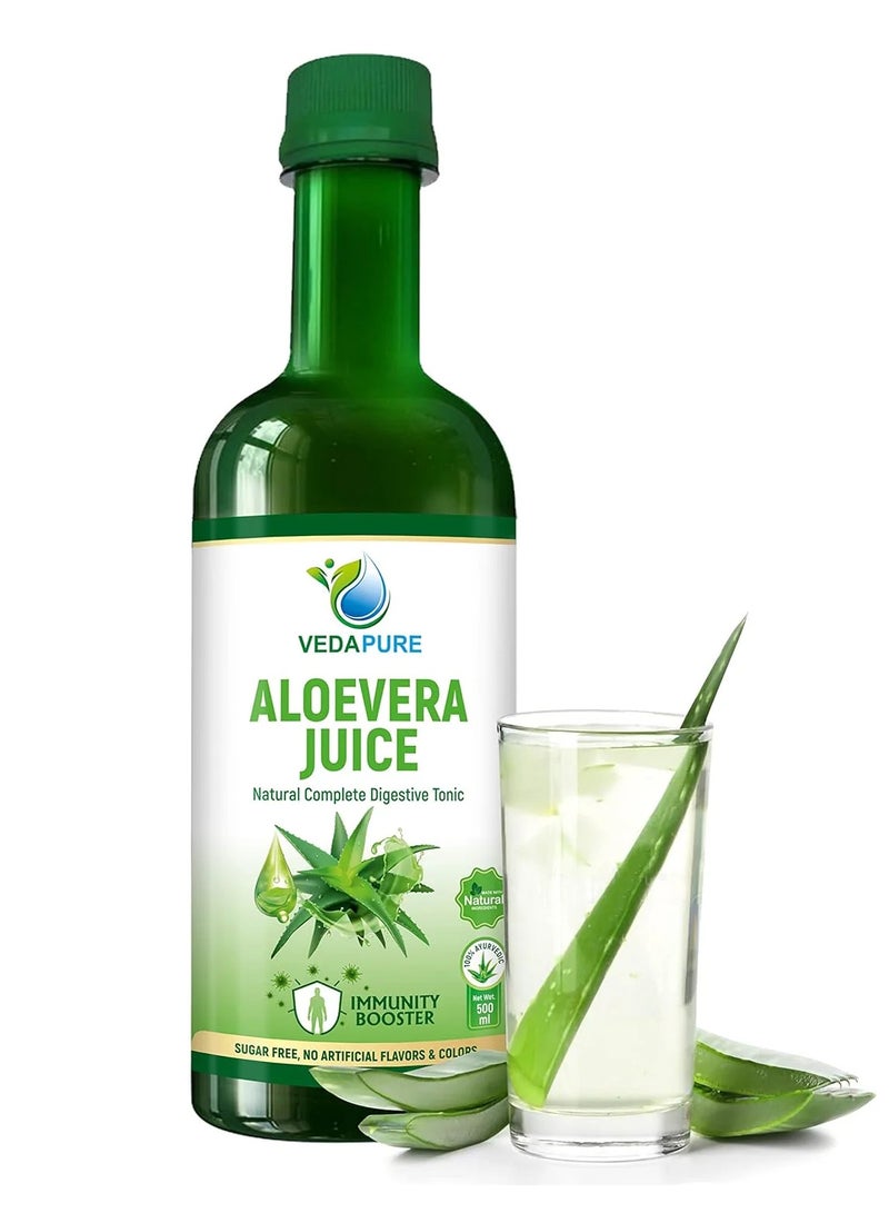 VEDAPURE VEDAPURE Natural Aloe Vera Juice For Immunity Booster | Sugar Free | Digestion Herbal Juices | With Minerals & Vitamin A, E, C, | Boost Metabolism | Helps in Skin, Hair & Nails Care | (500 ML)  - Image 1