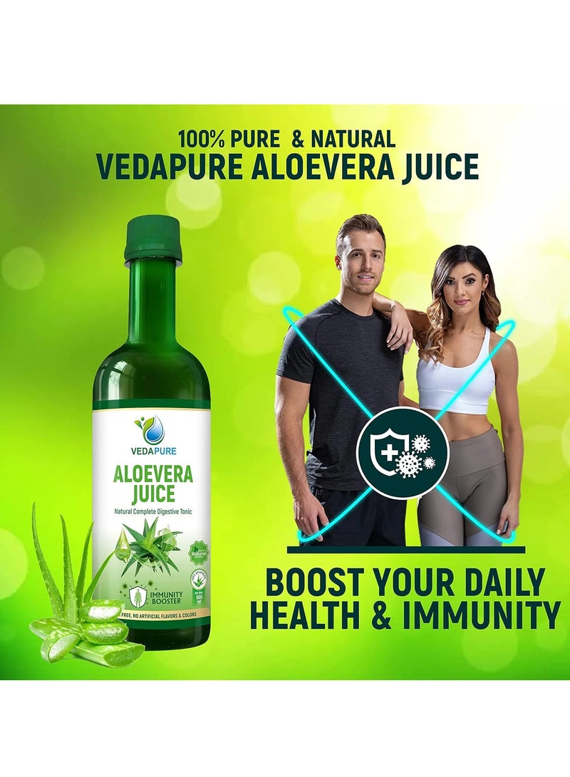 VEDAPURE VEDAPURE Natural Aloe Vera Juice For Immunity Booster | Sugar Free | Digestion Herbal Juices | With Minerals & Vitamin A, E, C, | Boost Metabolism | Helps in Skin, Hair & Nails Care | (500 ML)  - Image 2