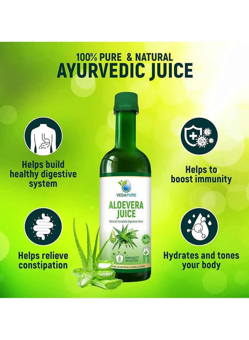 VEDAPURE VEDAPURE Natural Aloe Vera Juice For Immunity Booster | Sugar Free | Digestion Herbal Juices | With Minerals & Vitamin A, E, C, | Boost Metabolism | Helps in Skin, Hair & Nails Care | (500 ML)  - Image 3