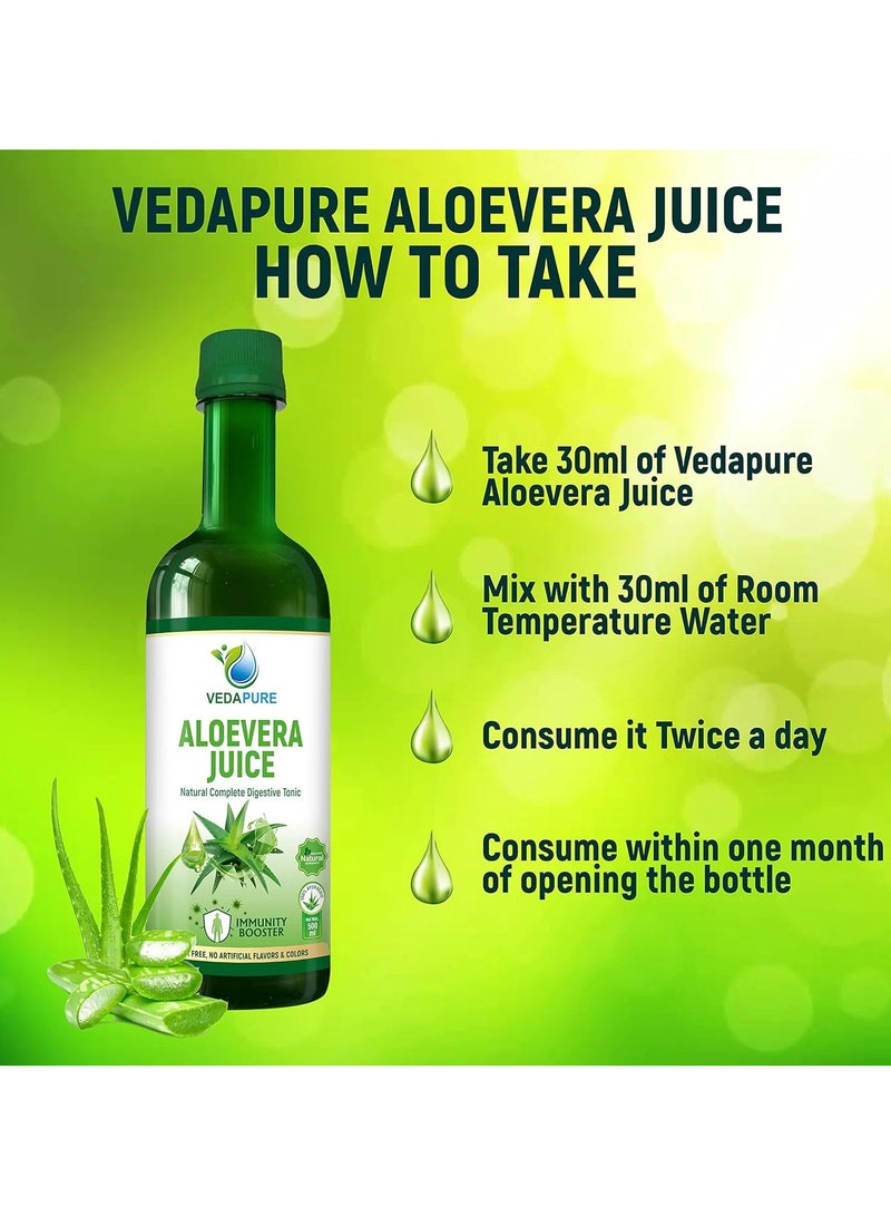 VEDAPURE VEDAPURE Natural Aloe Vera Juice For Immunity Booster | Sugar Free | Digestion Herbal Juices | With Minerals & Vitamin A, E, C, | Boost Metabolism | Helps in Skin, Hair & Nails Care | (500 ML)  - Image 4