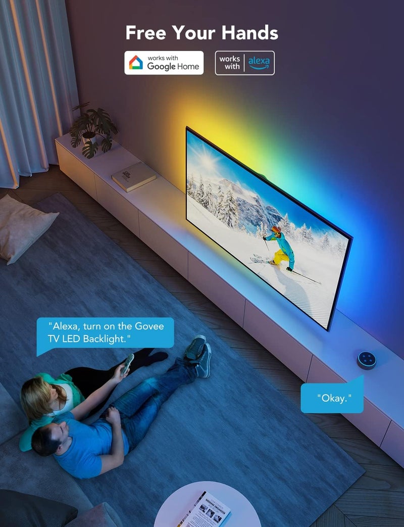 Govee TV LED Backlight, RGBIC Smart LED Strip Lights for 55-65 Inch TVs, Bluetooth and Wi-Fi APP Control, Works with Alexa & Google Assistant, Music Sync, 99+ Scene Modes, Adapter - Image 4