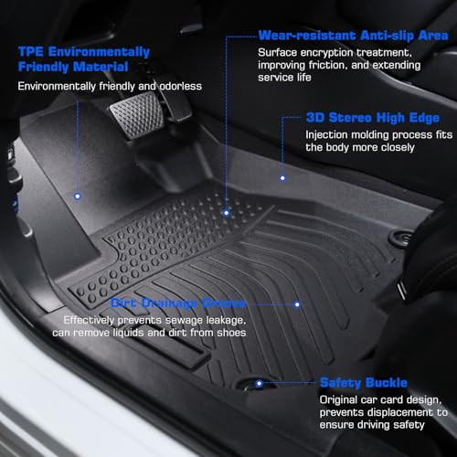 JAOGAUS Floor Mats & Cargo Liner for Honda HR-V 2023-2026 (Gasoline & Hybrid) | Acura ADX 2025 2026, All Weather TPE Custom Fit HRV Floor for Honda, Waterproof Non-Slip 1st & 2nd Row & Trunk Mat - Image 4