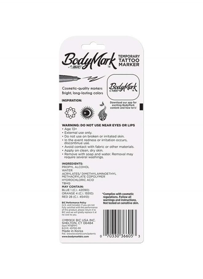 Bic - Revolutionary Beautiful Temporary Tattoo Marker Pen Fine Point Flexible Bic BodyMark For Mandala Effect Fun Skin Designs 1- Black 1- Purple Shop Now RvLoversOutdoorDreamers - Image 1