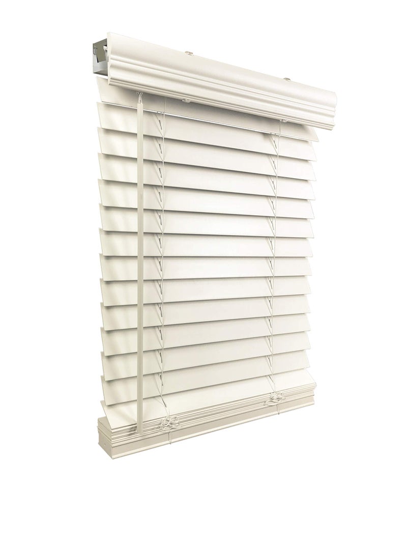 US Window And Floor 2 Faux Wood 375 W x 72 H Inside Mount Cordless Window Blinds Smooth WhiteCLF0103740720