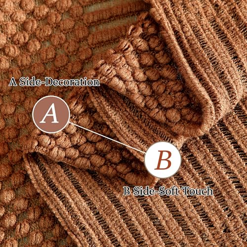 Blagic Knitted Throw Blanket for Couch and Bed, Soft & Cozy Knit Blanket with Tassel, Burnt Orange Lightweight Decorative Blankets & Throws, Farmhouse Warm Woven Blanket for All Seasons,50" W x 60" L - Image 4