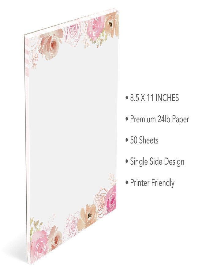 THiNKABLE Pink Floral Stationery Paper, 50 Sheets, 8.5x11 inches, Decorative, Writing Paper - Image 2