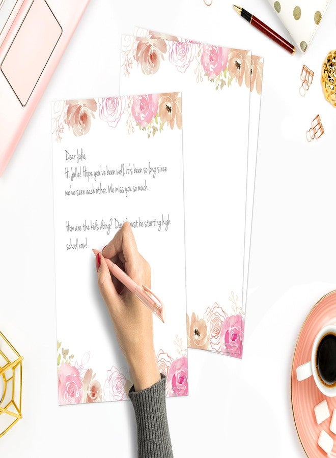 THiNKABLE Pink Floral Stationery Paper, 50 Sheets, 8.5x11 inches, Decorative, Writing Paper - Image 4