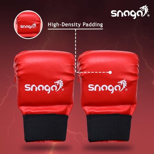Snaga Karate Gloves/Boxing Training Gloves, Lightweight Padding, Elasticated Hook & Loop Strap Closure for Better Performance, Protection and Comfort (Red, L) (14 + Years Old) - Image 4