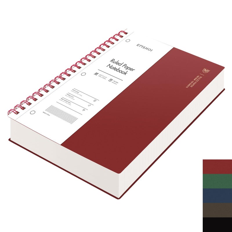 EMSHOI A4 Spiral Notebook College Ruled Journal - 300 Pages 100GSM Thick Paper, 180Â° Lays Flat | Notebooks for School, Work, Writing & Bible Study,11.2" X 8.27"-Wine Red - Image 1