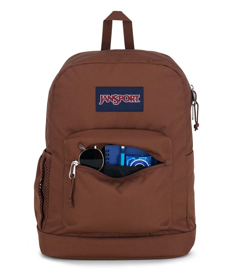 JanSport Cross Town Plus Backpack - Large Main Compartment, Side Water Bottle Pocket, 15-Inch Padded Laptop Sleeve - Basic Brown - Image 4