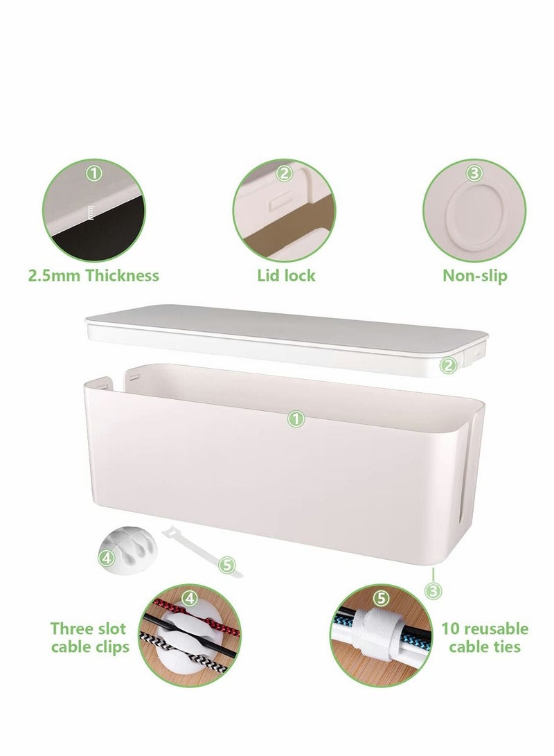 Excefore Cable Management Box,Large Cord Organizer BoxCord Hider Box to Hide Surge Protector Cover on Desk or Floor for Home & Office(White) - Image 3
