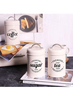 Arabest 3PCS Airtight Kitchen Canister with Lids, Coffee, Tea, Sugar Metal Containers Jars, Decorative Kitchen Food Canister Jars White  - Image 4