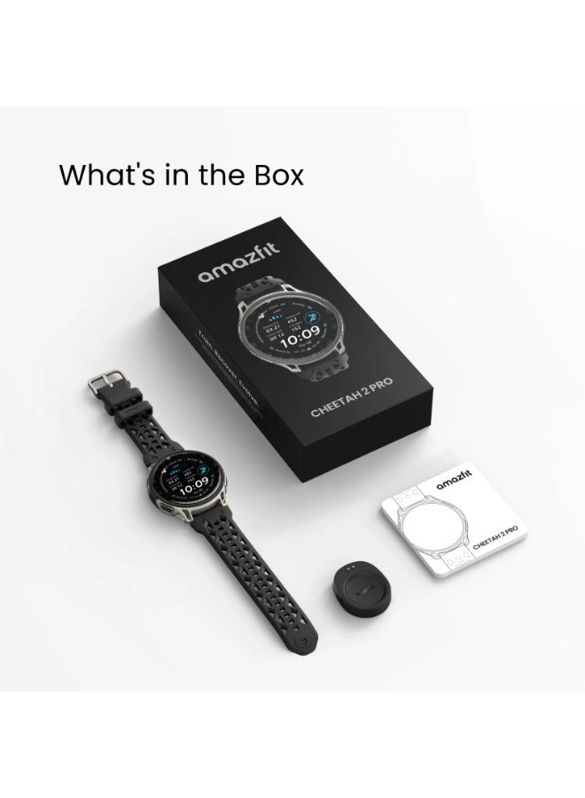 أمازفيت ساعة ذكية للركض Amazfit Cheetah 2 Pro بحجم 48 مم مع GPS، شاشة AMOLED بحجم 1.32 بوصة، زجاج ياقوتي، هيكل من التيتانيوم، سعة 32 جيجابايت، بطارية تدوم حتى 20 يومًا، NFC، مصباح يدوي، متوافقة مع أندرويد وآيفون، تيتيوم - Image 2