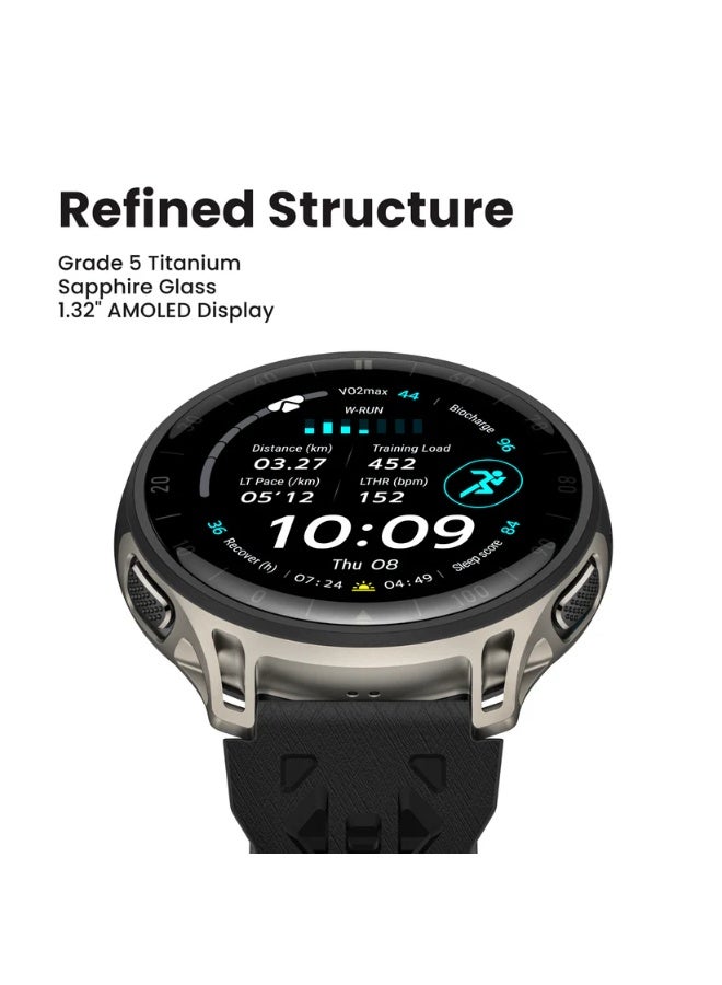 أمازفيت ساعة ذكية للركض Amazfit Cheetah 2 Pro بحجم 48 مم مع GPS، شاشة AMOLED بحجم 1.32 بوصة، زجاج ياقوتي، هيكل من التيتانيوم، سعة 32 جيجابايت، بطارية تدوم حتى 20 يومًا، NFC، مصباح يدوي، متوافقة مع أندرويد وآيفون، تيتيوم - Image 5