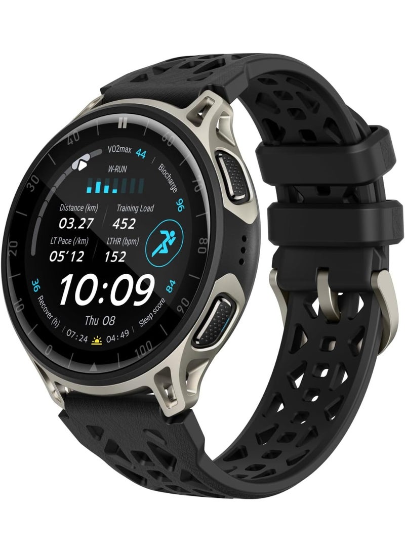 أمازفيت ساعة ذكية للركض Amazfit Cheetah 2 Pro بحجم 48 مم مع GPS، شاشة AMOLED بحجم 1.32 بوصة، زجاج ياقوتي، هيكل من التيتانيوم، سعة 32 جيجابايت، بطارية تدوم حتى 20 يومًا، NFC، مصباح يدوي، متوافقة مع أندرويد وآيفون، تيتيوم - Image 1