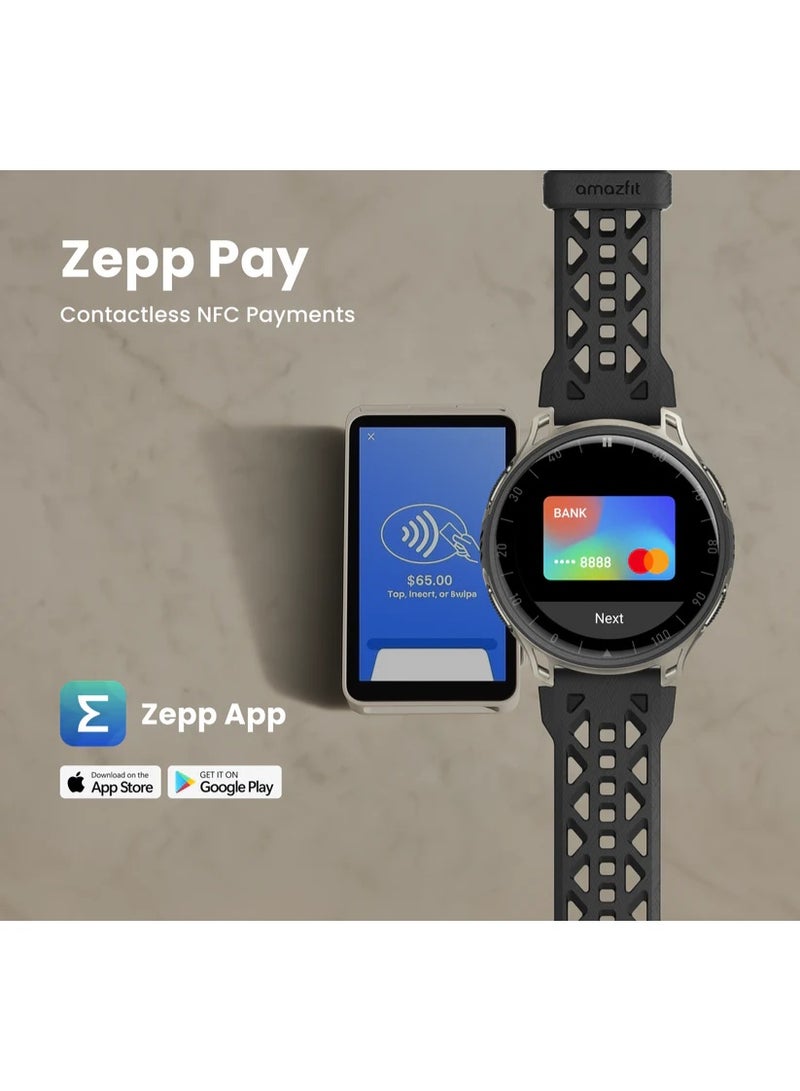 أمازفيت ساعة ذكية للركض Amazfit Cheetah 2 Pro بحجم 48 مم مع GPS، شاشة AMOLED بحجم 1.32 بوصة، زجاج ياقوتي، هيكل من التيتانيوم، سعة 32 جيجابايت، بطارية تدوم حتى 20 يومًا، NFC، مصباح يدوي، متوافقة مع أندرويد وآيفون، تيتيوم - Image 3