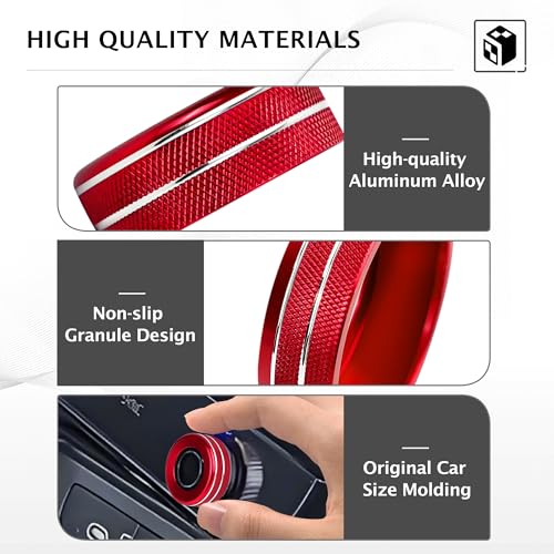 DvlynAuroa for 2025-2026 Kia K5 Accessories (EX/LXS/GT/GT-Line), DvlynAuroa 4PCS Aluminum Decorative Switch Ring Trims Cover Set (Red) – Interior Upgrade, Scratch-Resistant, Non-Slip, Easy Install - Image 4