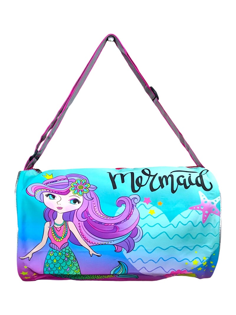 Tera13 TERA 13 Polyester Duffle Bag For Girls (1 Pcs) Mermaid Duffle Bag For Kids | Whimsical And Sturdy Bag | Best For Travel And Play | Return Gifts Birthday Party For Kids, 20 cm,Brown - Image 1