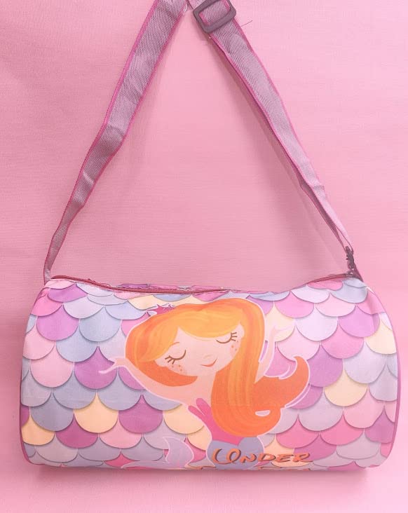 Tera13 TERA 13 Polyester Duffle Bag For Girls (1 Pcs) Mermaid Duffle Bag For Kids | Whimsical And Sturdy Bag | Best For Travel And Play | Return Gifts Birthday Party For Kids, 20 cm,Brown - Image 2