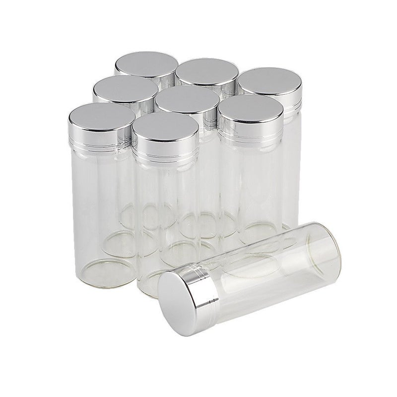 Jarvials 12units 30x80mm Empty Jars Glass Bottle with Aluminium Silver Color Screw Cap 40mlSealed liquid Food Gift Container (12, 40ML-Silver Lid) - Image 1
