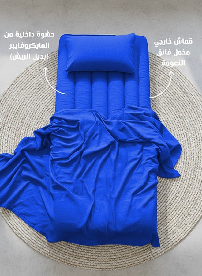 Asraar Travel & Guest Comfort Package – Complete 3-Piece Sleeping Set | Blanket 230×180 cm, Sleeping Mat 190×90 cm, Pillowcase 75×50 cm, Ideal for Travel, Camping & Guest Use - Dark Blue - Image 5