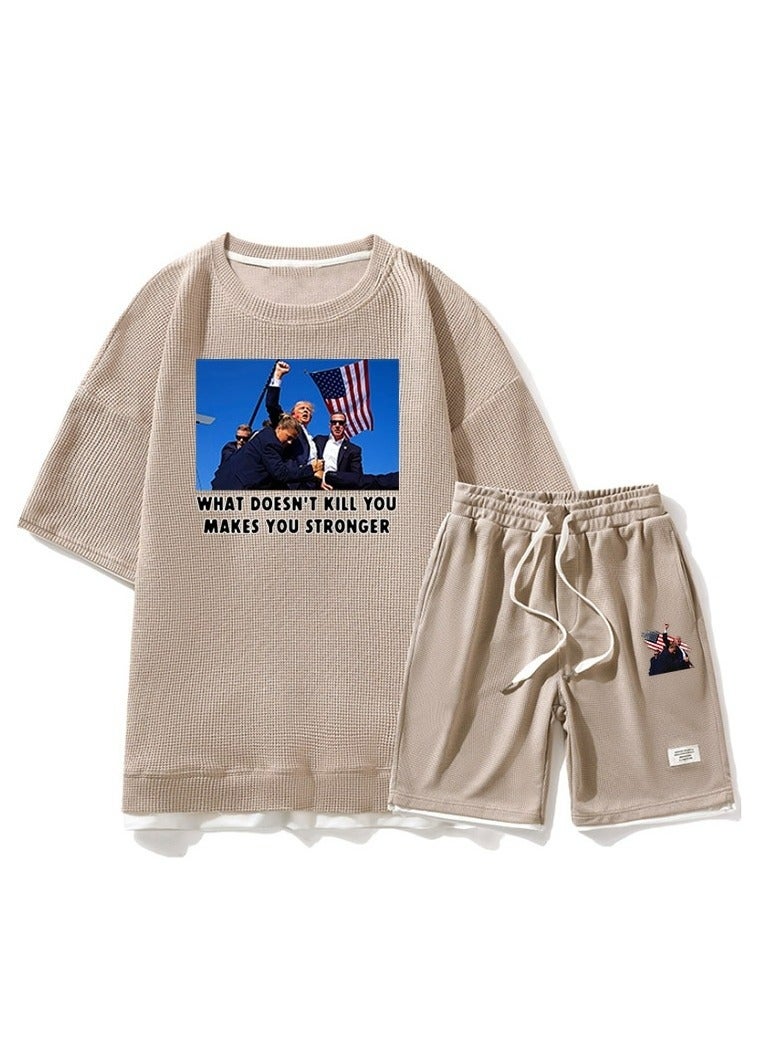 KUYING New Trump Print Short Sleeved Shorts Set - Image 1