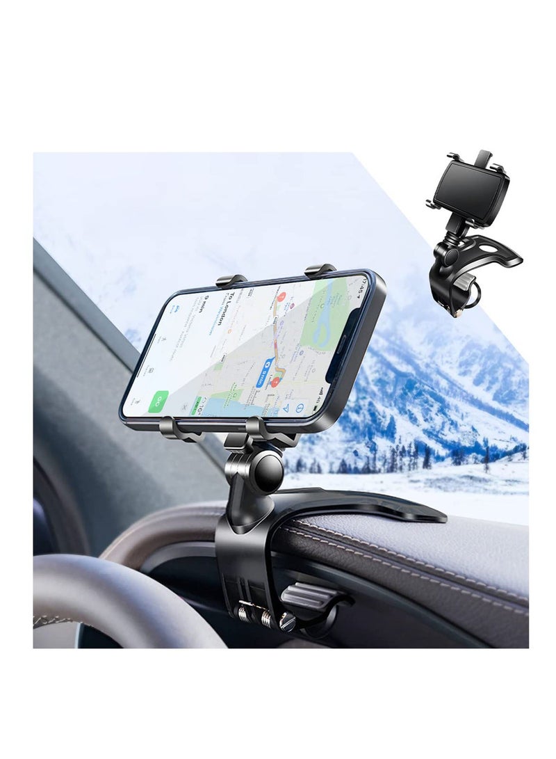 Adjustable Phone Mount for Car, 1400 Degree Rotation Dashboard Cell Phone Holder, Mobile Clip Stand for 3 to 7 inches Smartphones, Compatible with iPhone 13 Pro,13 Pro Max,13,13 min, Galaxy S10+ - Image 1