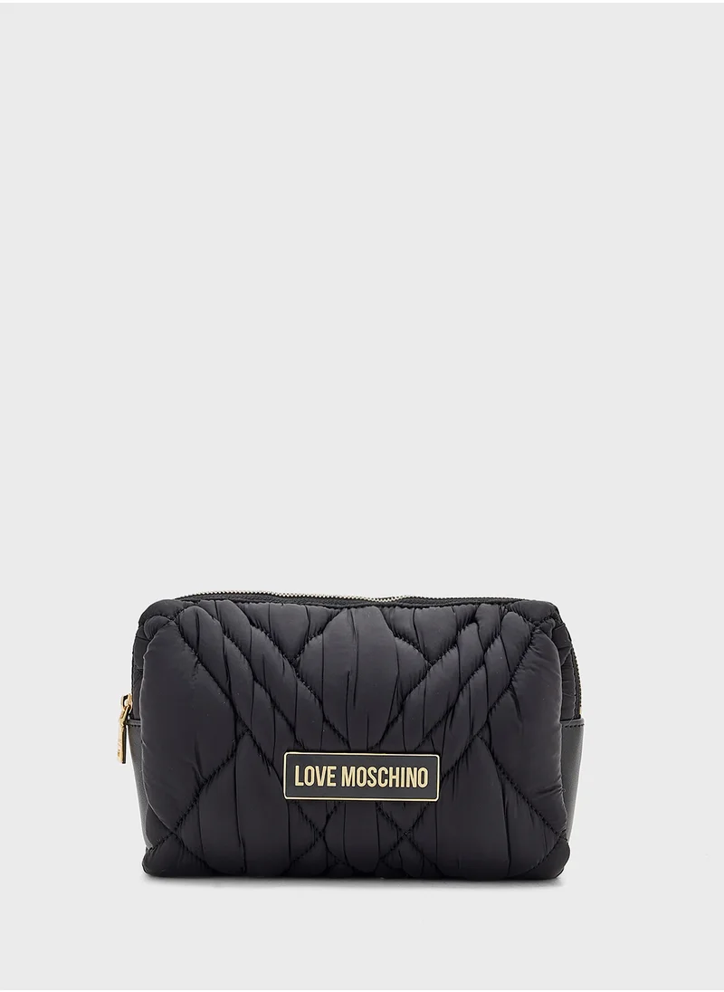 Love Moschino Logo Detailed Flap Over Clutche