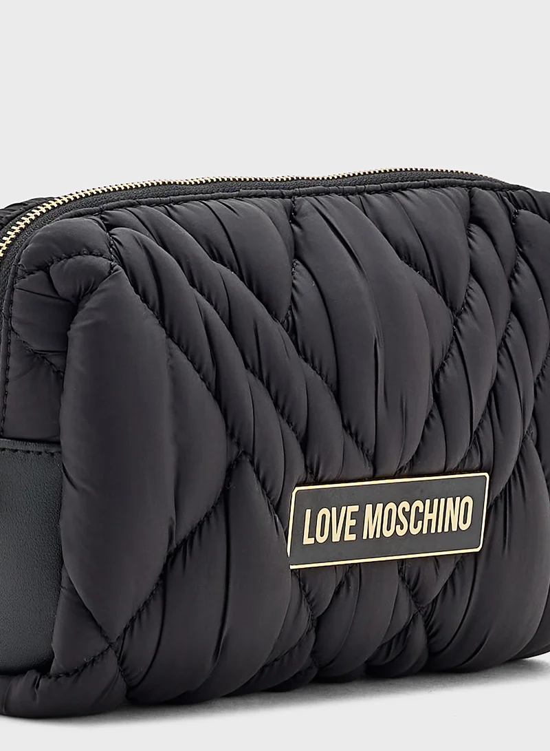 Love Moschino Logo Detailed Flap Over Clutche