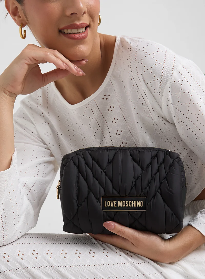 Love Moschino Logo Detailed Flap Over Clutche