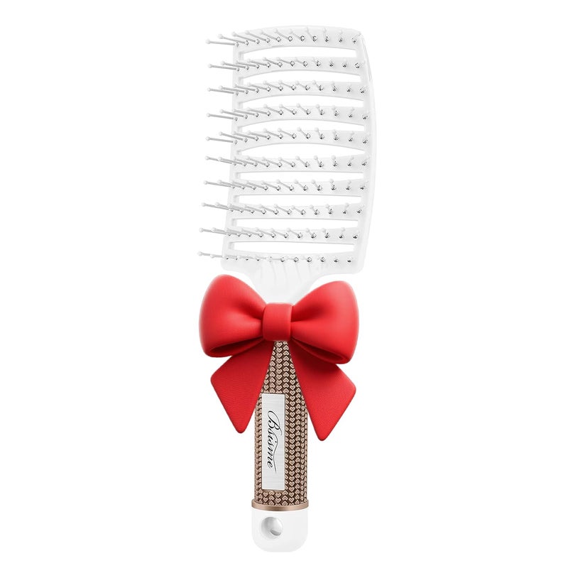 Bsisme Hair Brush, Vented Curved Styling Brush for Faster Blow Drying, Professional Detangling Brush for Women and Men, White - Image 1
