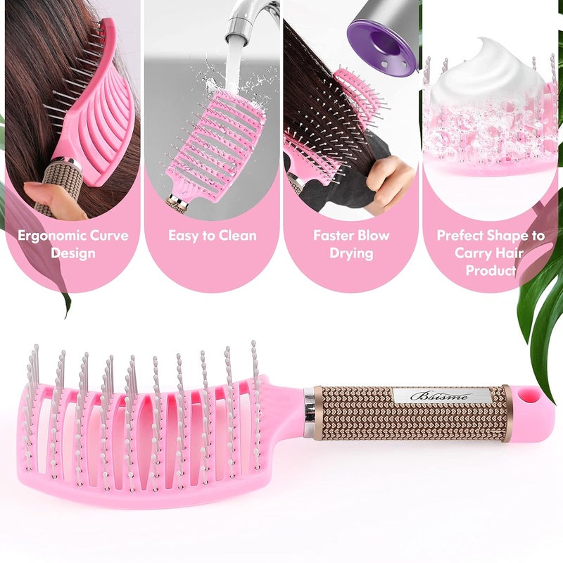 Bsisme Hair Brush, Vented Curved Styling Brush for Faster Blow Drying, Professional Detangling Brush for Women and Men, White - Image 5