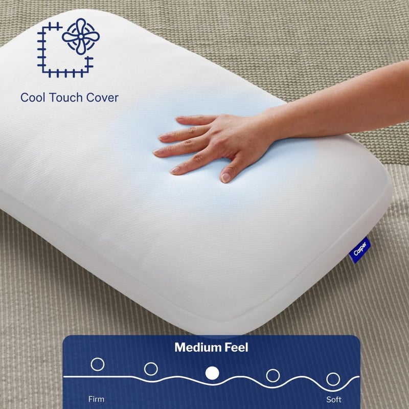 Casper Sleep Essential Cooling Hybrid Pillow, Standard Size â€“ Dual-Sided Foam & Down-Alternative Fill, Medium Feel, Cooling Cover, Supports Side Sleepers, Breathable & Pressure-Relieving - Image 4