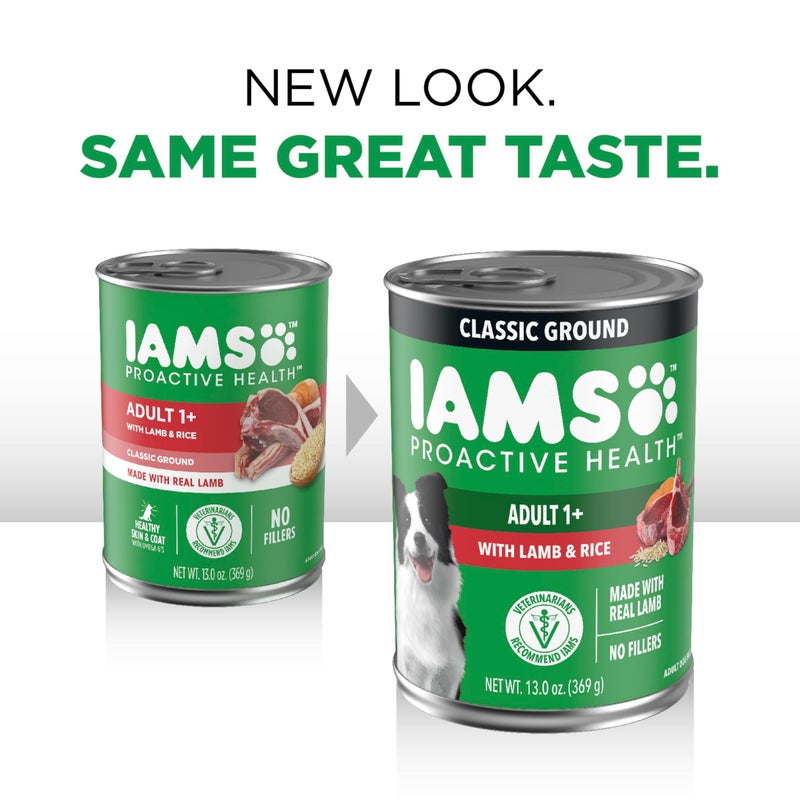 IAMS Proactive Health Wet Dog Food, Adult Wet Dog Food Multipack Ground Dinner, with Lamb & Rice Pate, 13 oz. (Pack of 6) - Image 2
