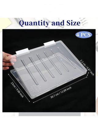 4 Pcs Portable Project Case Clear A4 File Box Transparent File Slim Cases Plastic Storage File Boxes Board Game Storage Organizer,12.1 x 9.1 Inch - view 5