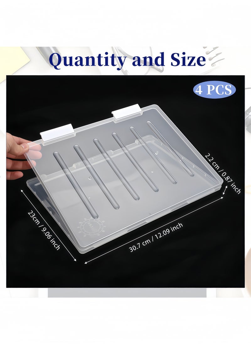 Peachjoy 4 Pcs Portable Project Case Clear A4 File Box Transparent File Slim Cases Plastic Storage File Boxes Board Game Storage Organizer,12.1 x 9.1 Inch  - Image 5