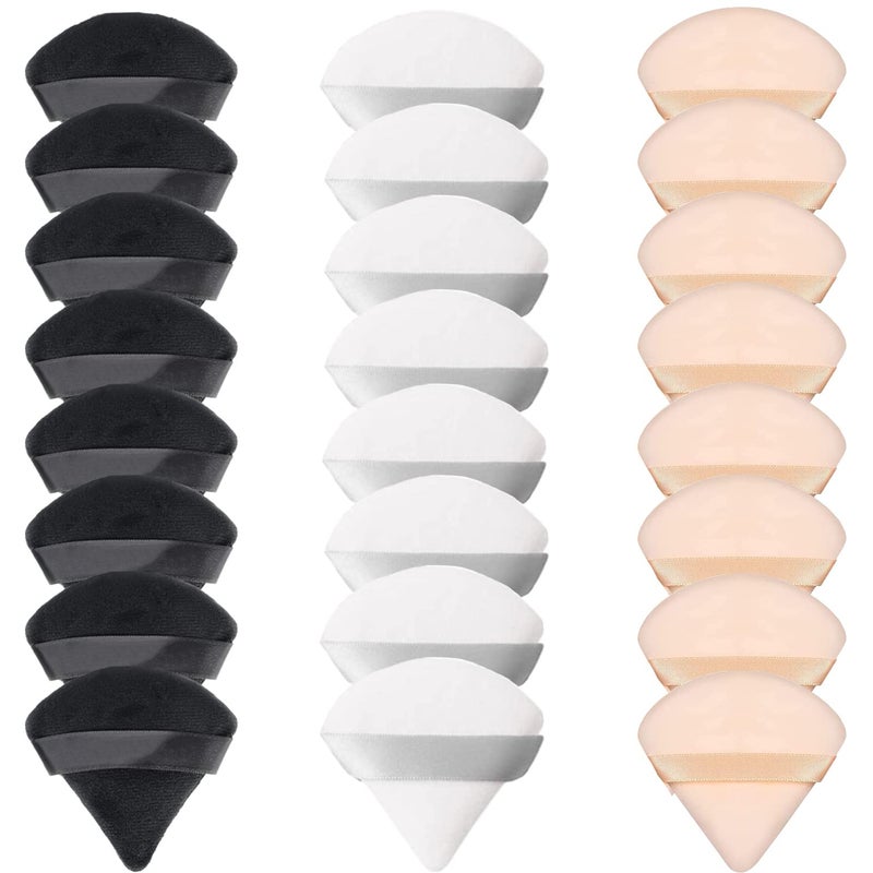 LUOTIVON 24 Pieces Powder Puff, Triangle Makeup Puff Cotton Powder Face Washable Body Powder Puff for Loose Powder Body Cosmetic Foundation Sponge Makeup Tool (8B8W8N) - Image 1