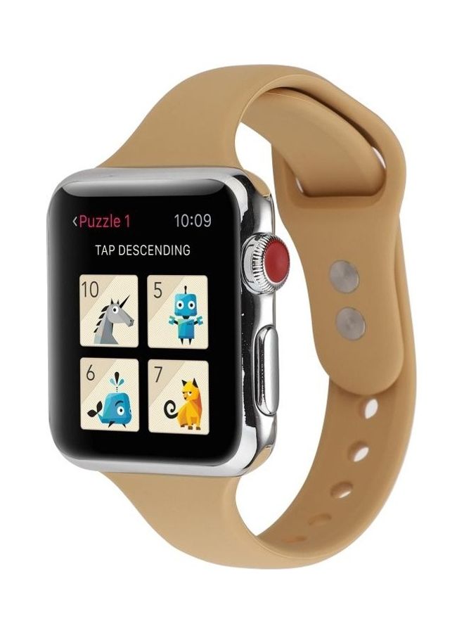 BGM Silicone Double Buckle Replacement Wrist Strap Brown - Image 3