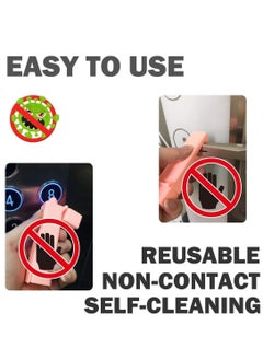 Y&D Non Contact Door Opener tools No touch door opener for bank, Elevator Button Pusher,Hand Tool Serves Easy to hold,Hygiene of Hand Safety Clean Key Chain 2 PCS（Blue/Pink）  - Image 5