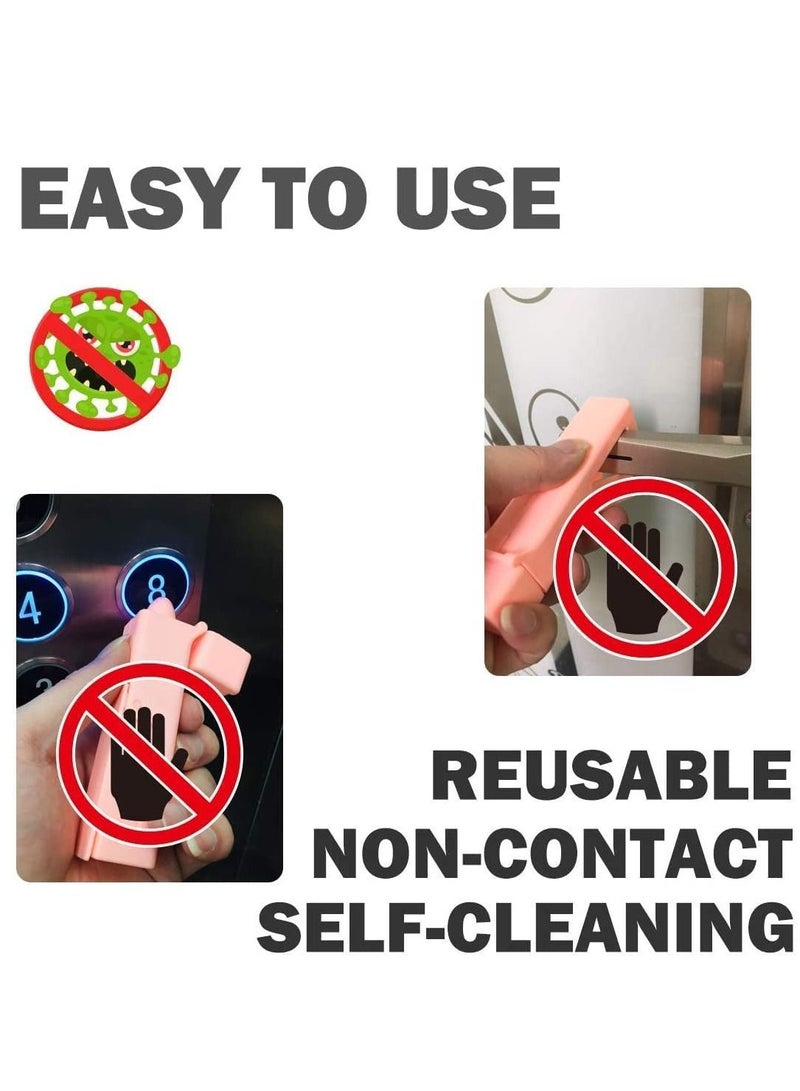 Y&D Non Contact Door Opener tools No touch door opener for bank, Elevator Button Pusher,Hand Tool Serves Easy to hold,Hygiene of Hand Safety Clean Key Chain 2 PCS（Blue/Pink）  - Image 5