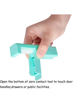 Y&D Non Contact Door Opener tools No touch door opener for bank, Elevator Button Pusher,Hand Tool Serves Easy to hold,Hygiene of Hand Safety Clean Key Chain 2 PCS（Blue/Pink）  - Image 2