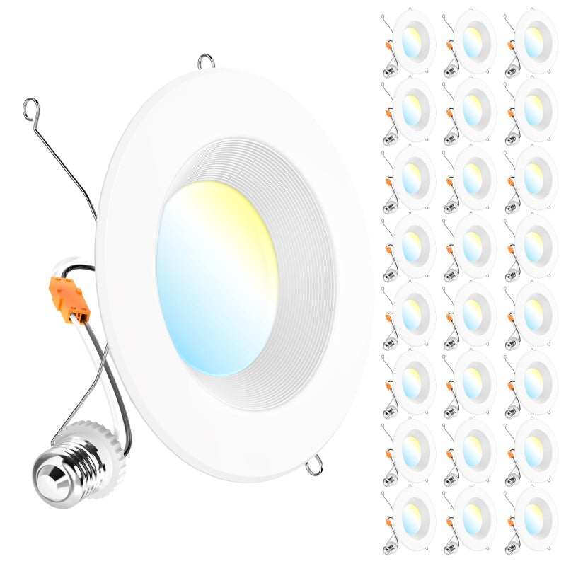Sunco Lighting Sunco 24 Pack Retrofit LED Recessed Lighting 6 Inch, Downlight Can Lights for Ceiling, 1050 LM, 2700K/3000K/3500K/4000K/5000K, Dimmable, Baffle Trim, 13W=75W, 50000 Lifetime Hours, Damp Rated UL - Image 1