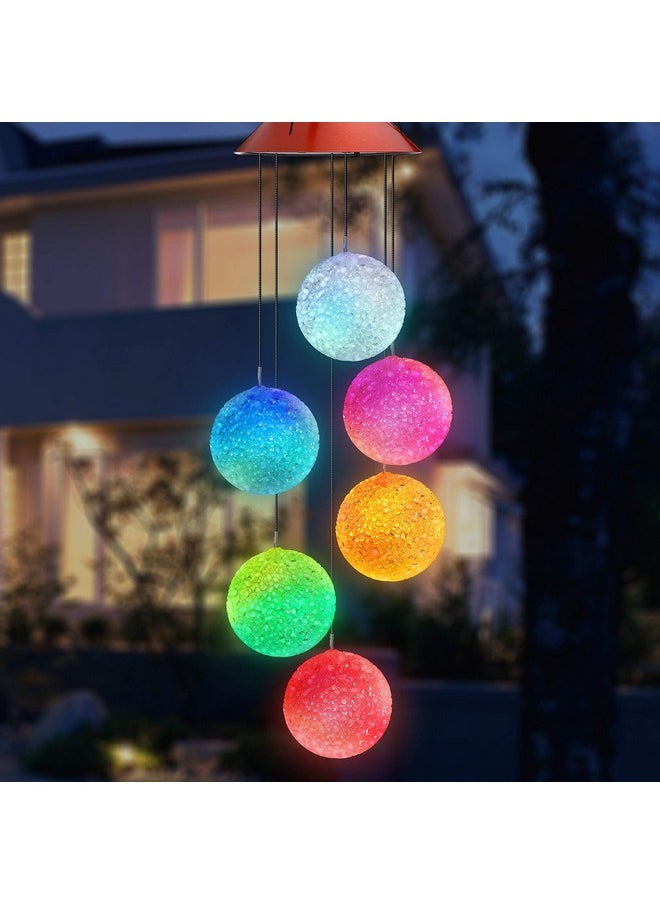 Topspeeder Topspeeder Wind Chimes Crystal Ball Solar Wind Chimes Color-Changing Outdoor Waterproof Wind Mobile Led Solar Powered Wind Chimes Outdoor Decor, Yard Decorations  - Image 5