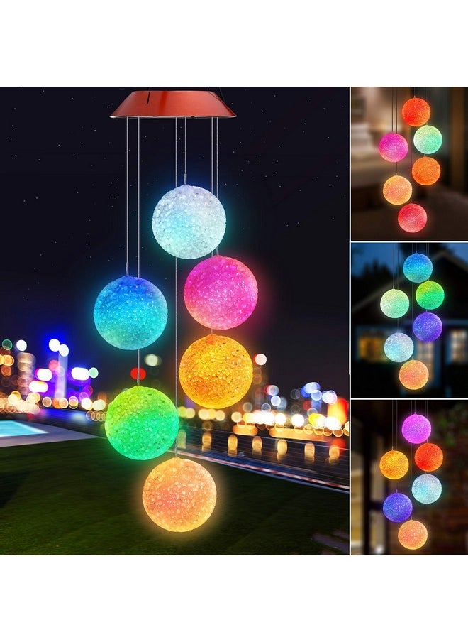 Topspeeder Topspeeder Wind Chimes Crystal Ball Solar Wind Chimes Color-Changing Outdoor Waterproof Wind Mobile Led Solar Powered Wind Chimes Outdoor Decor, Yard Decorations  - Image 1
