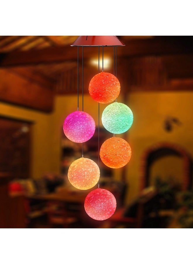 Topspeeder Topspeeder Wind Chimes Crystal Ball Solar Wind Chimes Color-Changing Outdoor Waterproof Wind Mobile Led Solar Powered Wind Chimes Outdoor Decor, Yard Decorations  - Image 3